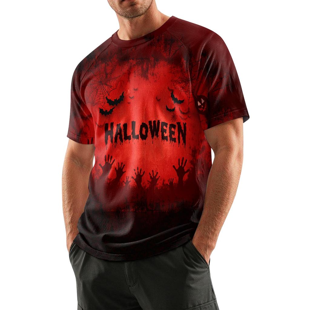 Herre Halloween Trykket Rund Hals Raglan Kort Ermet Topp T-skjorte