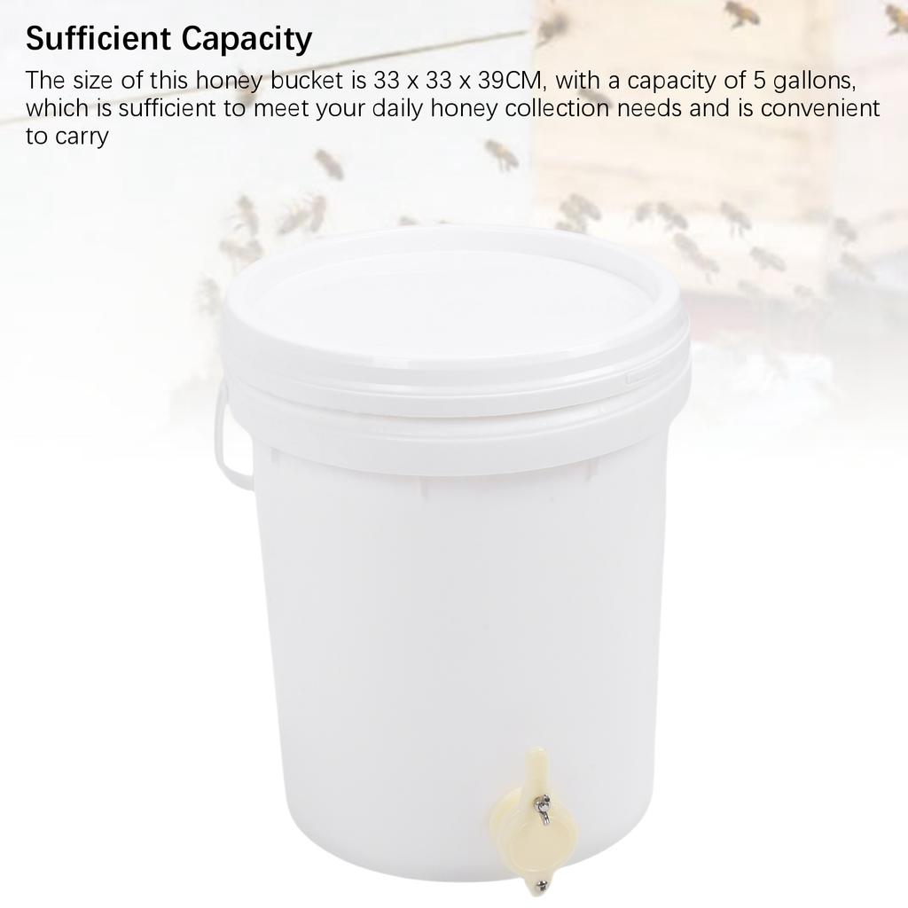 5 Gallon Honey Bucket with Lid and Gate Plastic Honey Storage Container for Beekeeping
