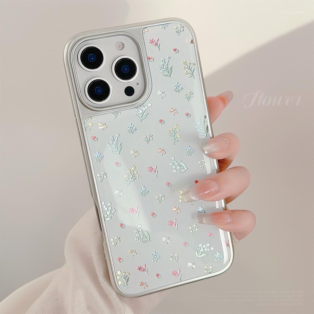 Gilded Apple 16pro Max Mobile Phone Case Iphone15 Color Small Flowers 14 13 Suitable for Huawei Mate Glue Drop