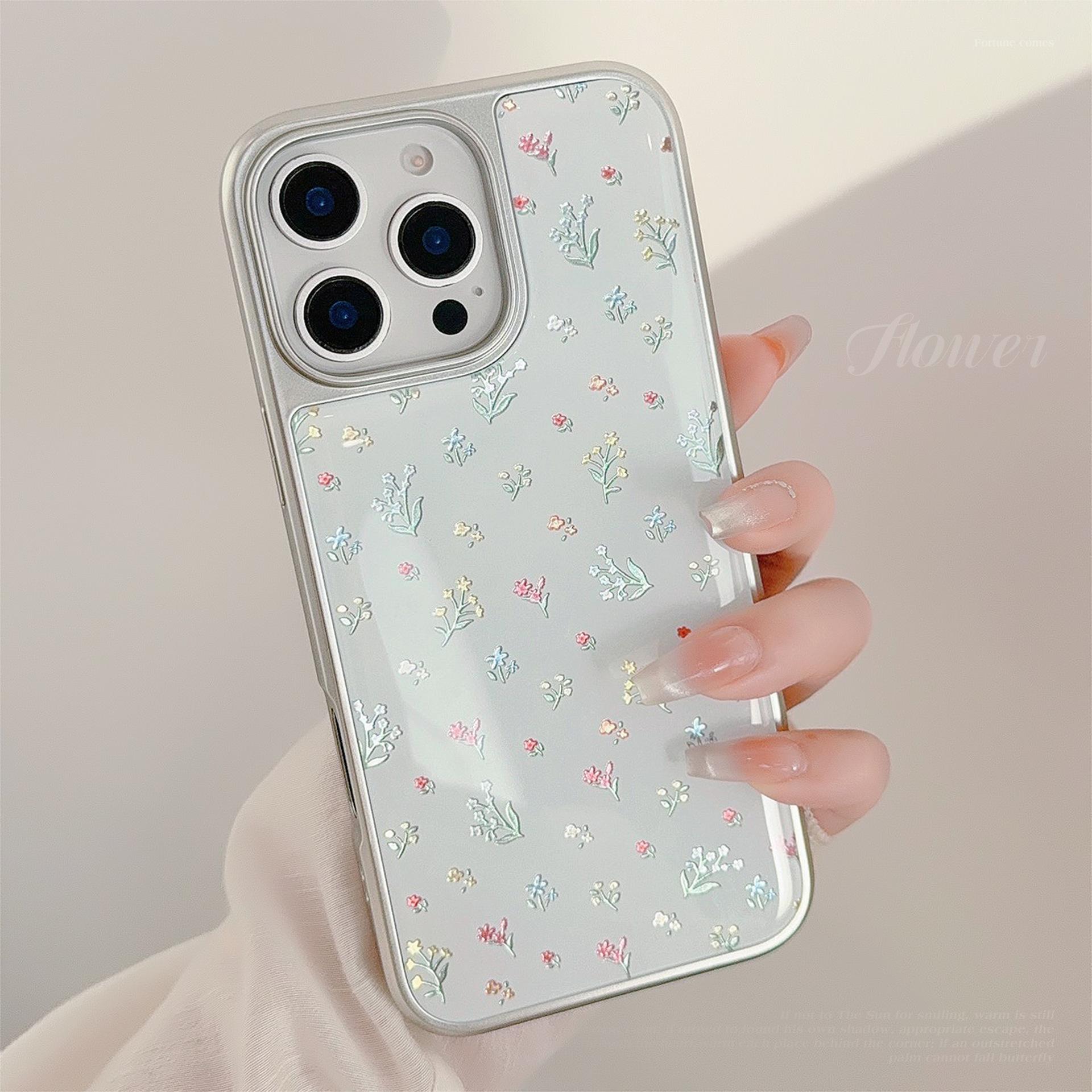 

Gilded Apple 16pro Max Mobile Phone Case Iphone15 Color Small Flowers 14 13 Suitable for Huawei Mate Glue Drop Samsung S25ULTRA