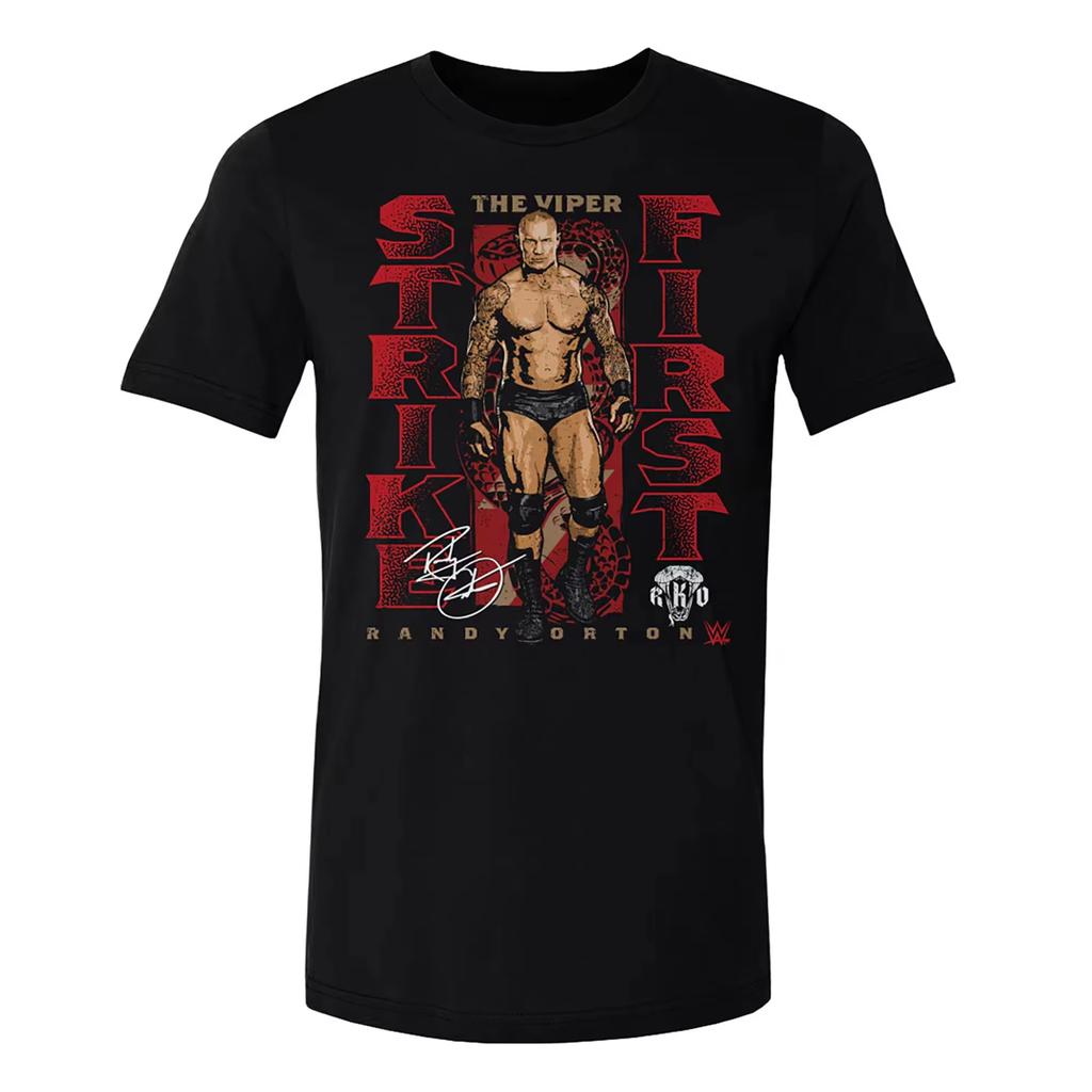 Summer Men's Black Randy Orton Viper Bite T-Shirt Summer Short Sleeve Women Tee Shirts 2025 New Sports Unseix Clothes Tops