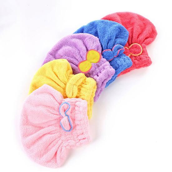 Bowknot Water Absorbent Quick Hair Drying Cap Bathing Hat Tool Drying Head Towel