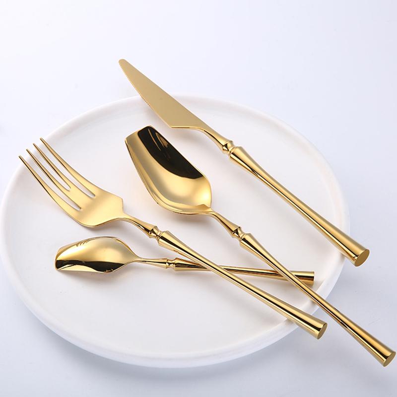 4Pcs High Quality Cutlery Set Elegant Stainless Steel Dinnerware Knife Fork Spoon Tableware Set Luxury Silverware Flatware Set