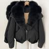 Europe and the United States new natural real fox fur collar down jacket autumn and winter versatile thickened warm women's short coat