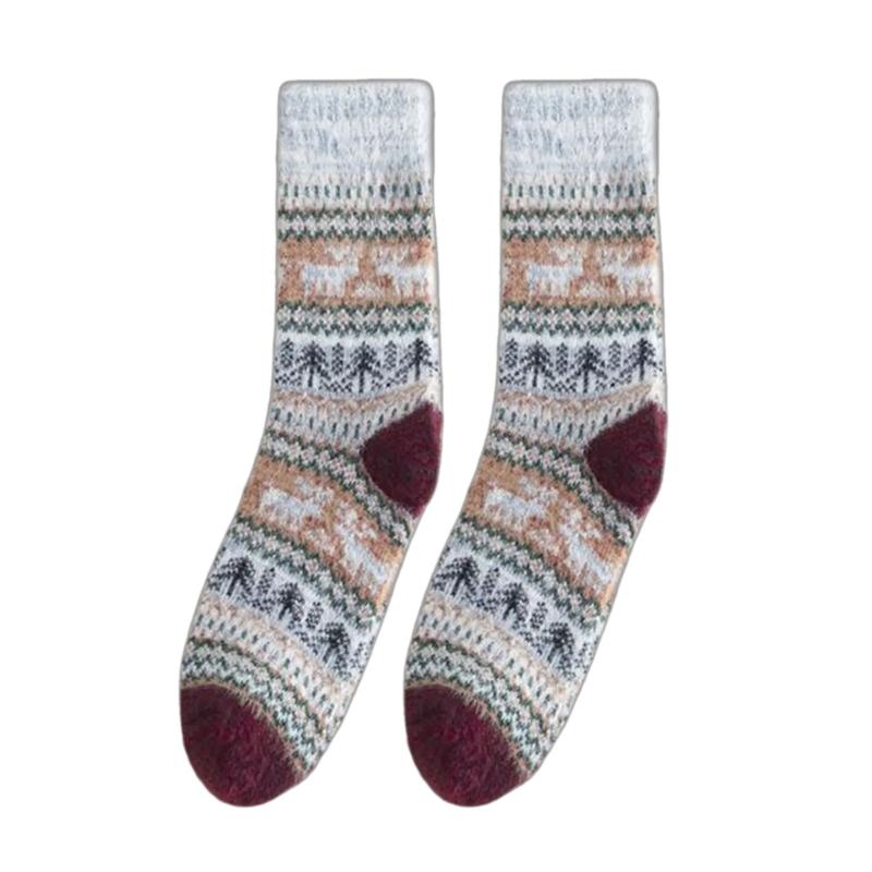Women Vintage Faux Wool Thick Knitted Socks Winter Warmth Thermal Crew Socks for Everyday Use Cold Season Christmas Gift