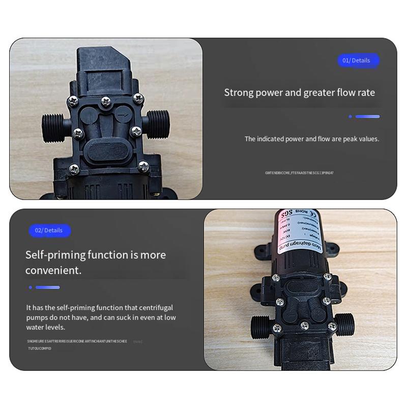 DC 12V 60W 120PSI 3-5L/MIN Agricultural Electric Pump Small High Pressure Diaphragm Water Sprayer Car Wash Pumping Experiment
