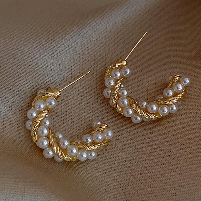Trendy Crystal Geometric Dangle Earrings For Women Water Drop Imitation Pearl Round Tassel Earring Party Engagement Jewelry