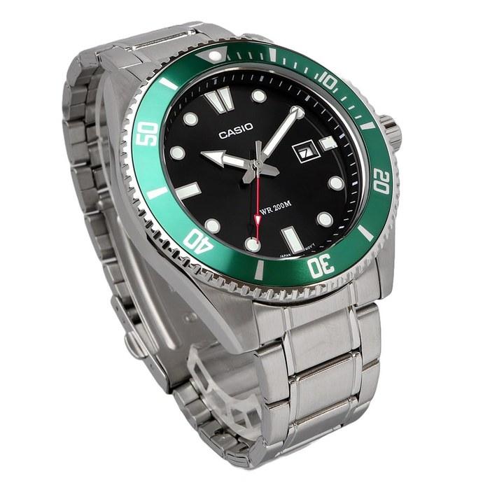 Casio Standard Analog Sports 200m Water Resistant Watch MDV-107D-3AV Men's Green Bezel Metal Band