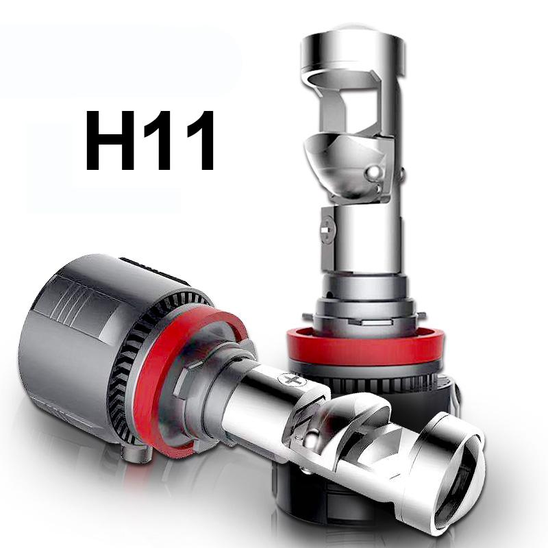 2PCS H7 H11 LHD LED Headlight Mini Lens Projector 9005 9006 Car Headlight Bulb Canbus Lamp 6000K For Car/Motorcycle 12V 30000LM
