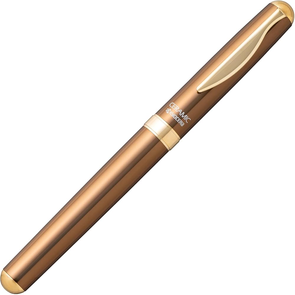 Kyocera KCB-2BR-AZ Ceramic Ballpoint Pen Brown, Smooth Writing, Carbon Copy, Water-Based Ink