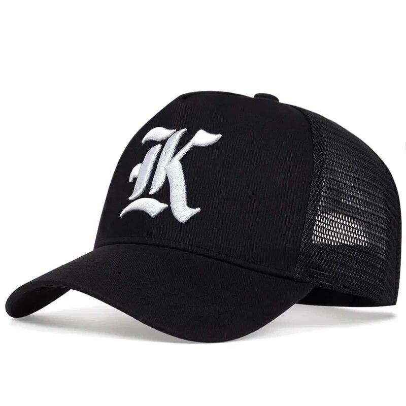 

Unisex Lk Letter Embroidery Embroidery Baseball Net Caps Spring and Summer Outdoor Adjustable Casual Hats Sunscreen Hat чорний білий колір
