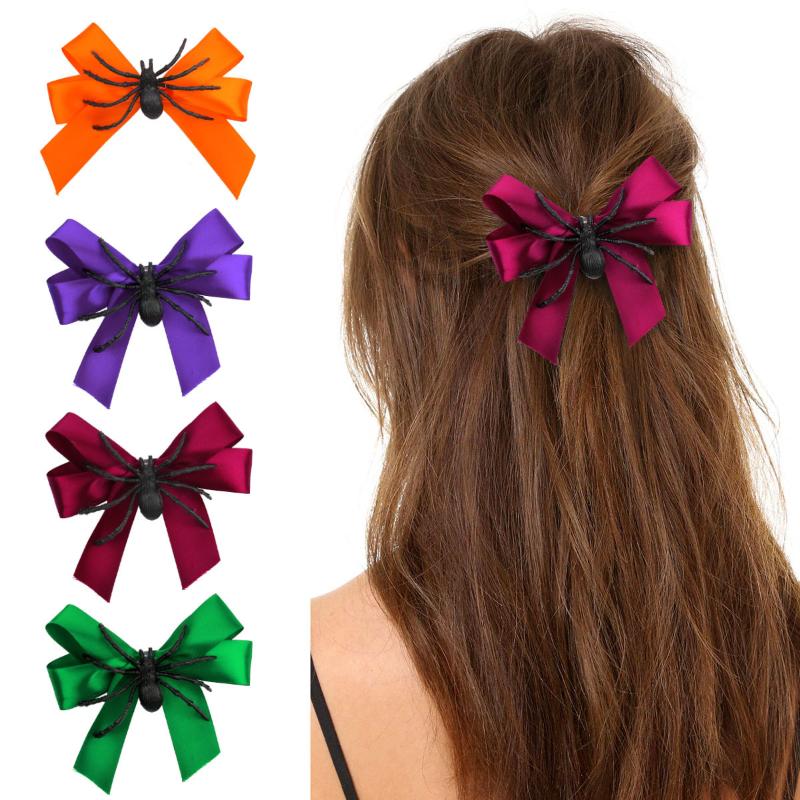Spider Bow Hair Clip Personalized Side Clip Funny Fashionable Bow Hairpin Accessories For Halloween Party Festival