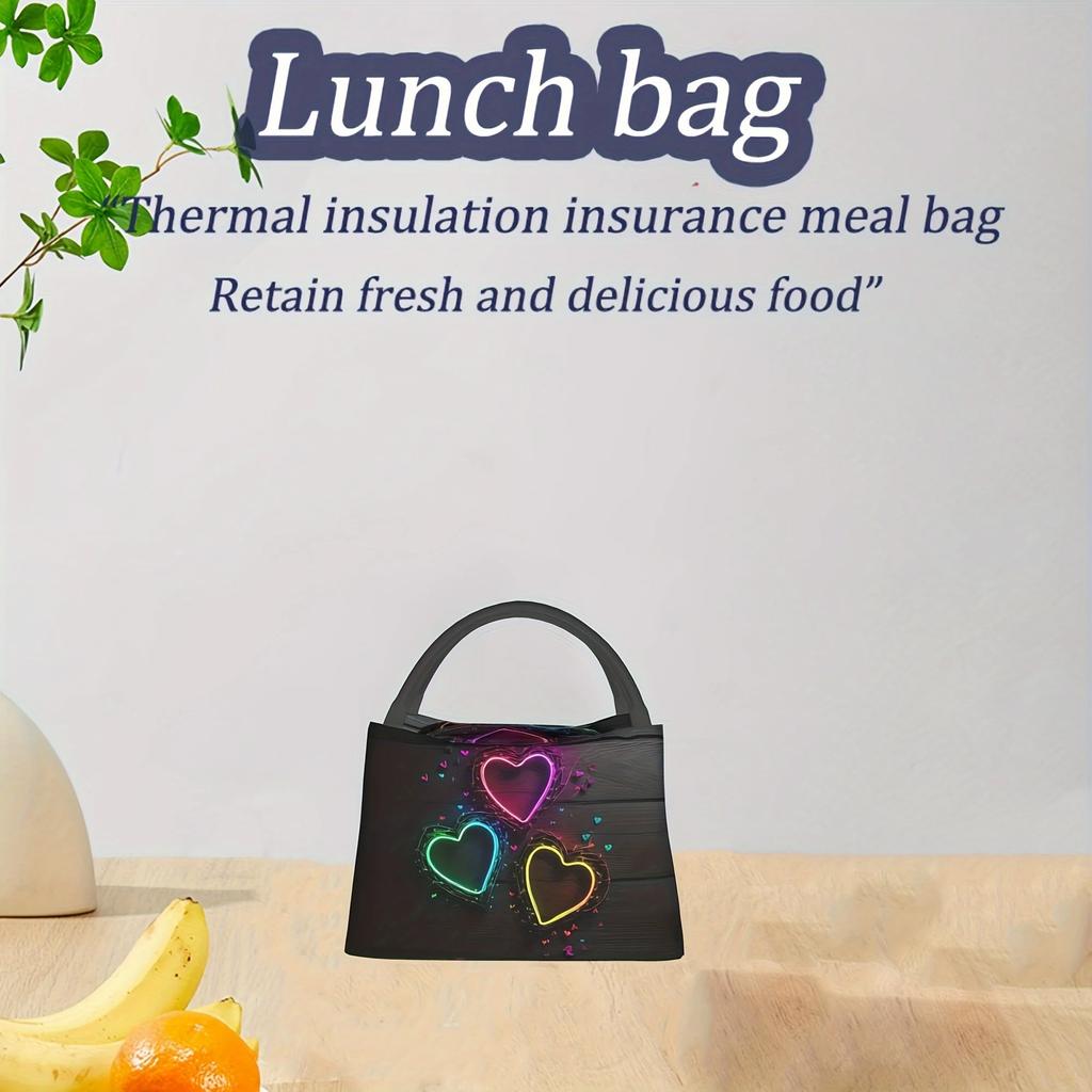 Love Heart Insulated Lunch Bag - Reusable, Portable Cooler for School, Office, Picnics & Beach Hikes - Durable Polyester