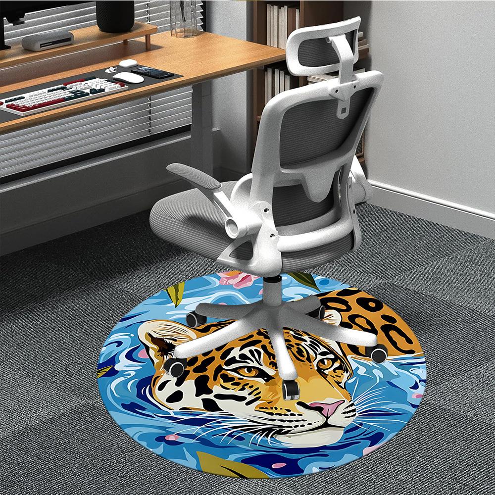 

1pc Jaguar Print Chair Carpet for Office Non-Slip, Machine Washable Rug for Office, Room - Polyester, Machine Made yy251029158 80cm by 80cm