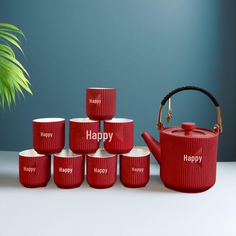 Wedding Tea Set: Teacups & Teapot Gift for Newlyweds, Perfect for Tea Ceremony, Toasting, & Dowry Souvenir