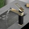 Black Gold Faucet Stainless Steel Waterfall Faucet Mixed Faucet Countertop Hot Cold Mixed Water Taps Bathroom Faucet Single Hole