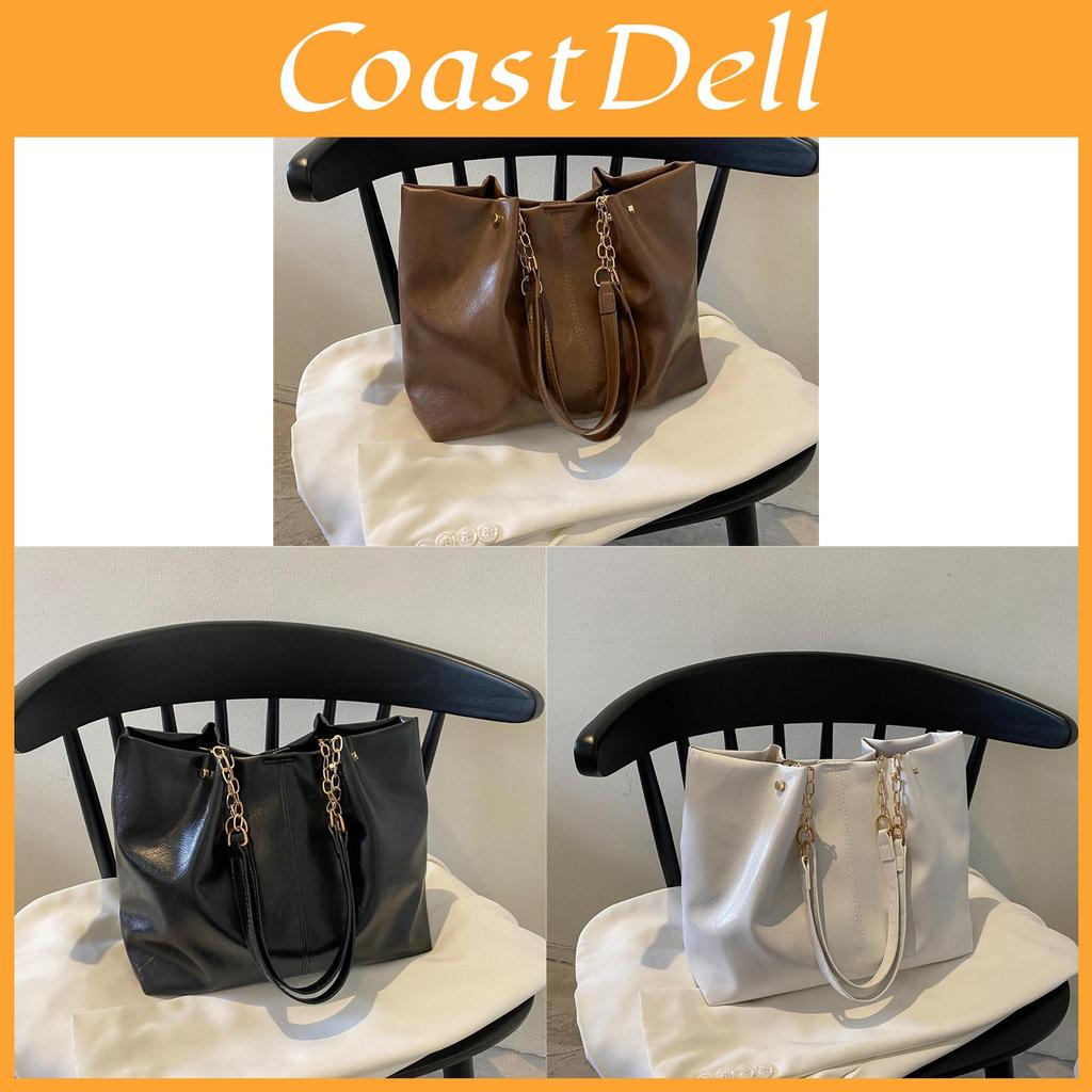 Womens Oversized Tote Bag Pu Material With Chain Detail For Casual Outings