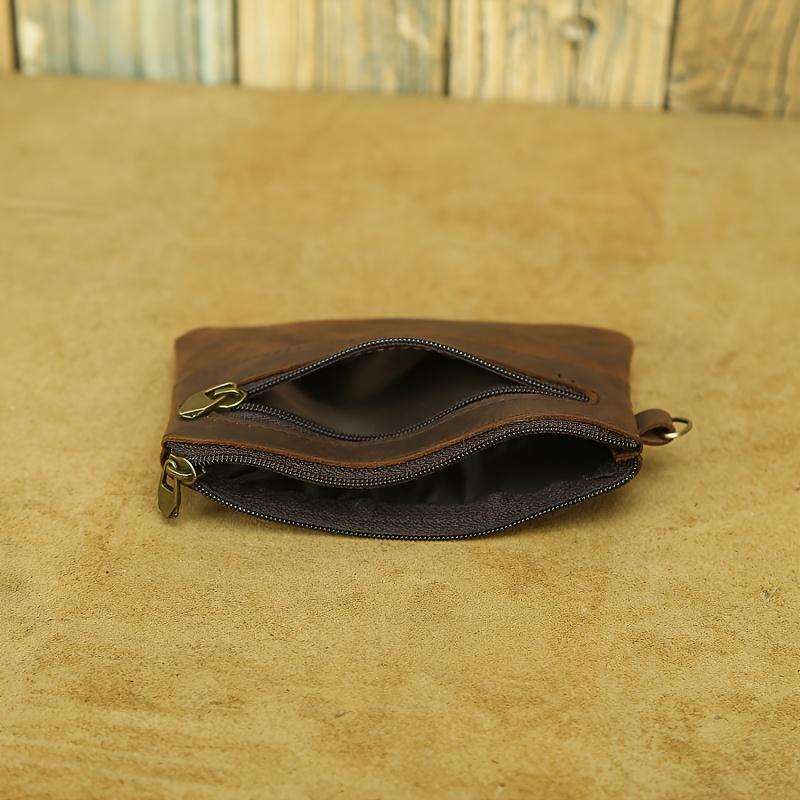 Portafoglio in Pelle Portamonete Vintage, Portafoglio da Uomo, Elegante Casual Zip Porta Carte Multiplo