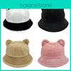 Bear Winter Ear Fisherman Hat Windproof  Warmth Plush Bucket Cap Gift Outdoor
