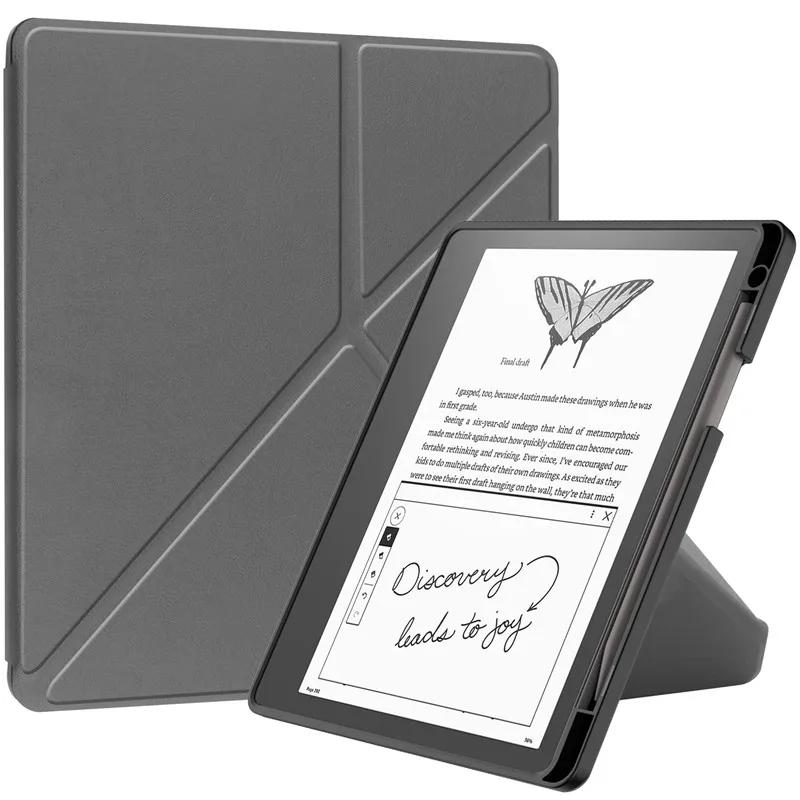 For Kindle Scribe 2024 Case 10.2 Inch PU Leather Multi-folding Stand Smart Auto Wake Sleep Ebook Cover Funda with Pencil Holder
