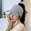 with Ear Flaps Winter Women's Hat Knitted Open-Top Ponytail Hat M Letter Baseball Cap  Teenage