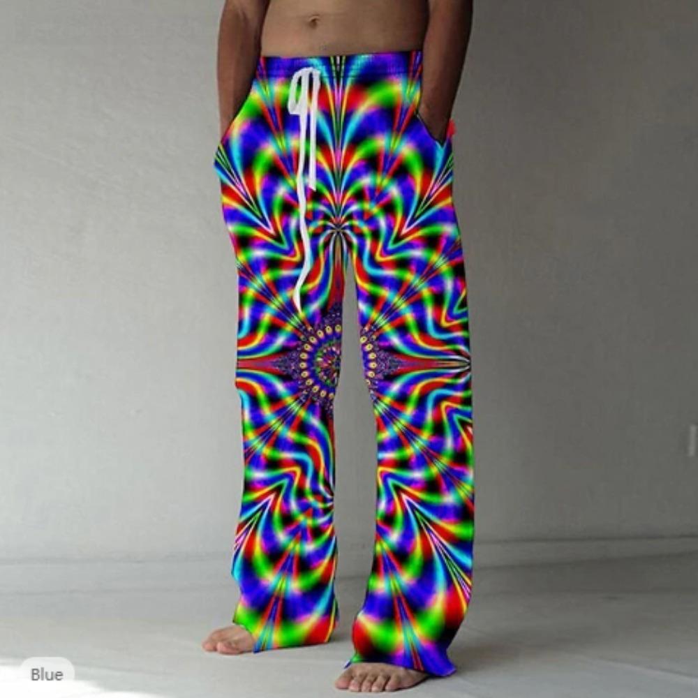 Men's 3D Abstract Pattern Printed Baggy Casual Trousers,  Elastic Drawstring Waist with Pockets, for Spring Summer Home Outdoor Vacation