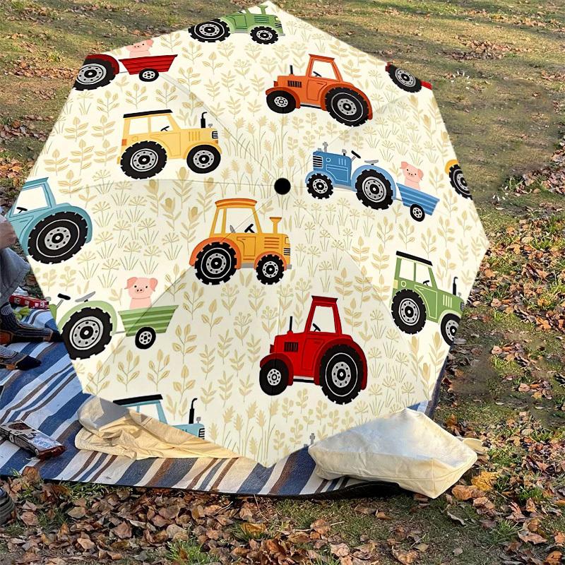 1PC Tractors Piglets Umbrella-8-Rib Reinforced, Automatic Open, Lightweight & Durable, Cute Fashion Accessory for Outdoor-T395