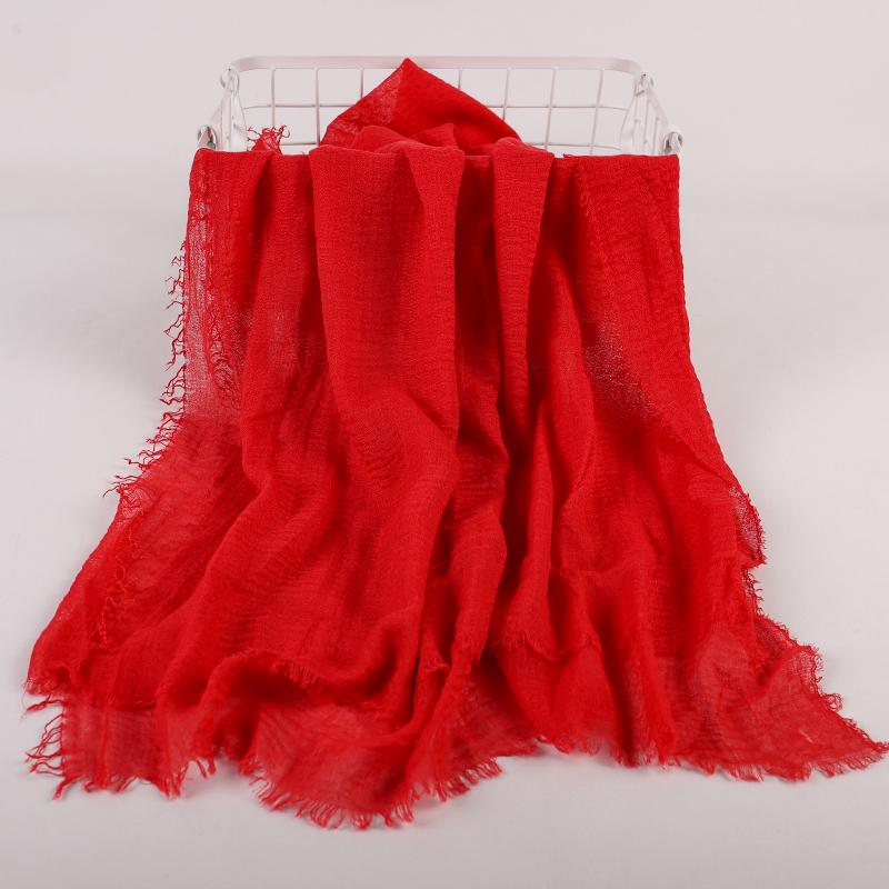 Ramadan Cotton Crinkle Headband Veil Scarves Women Solid Color  Head Wraps Long Scarves Turban Headband Muslim Fashion Headscarf