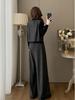 2025 French Retro Three-Piece Women's Suit: Autumn/Winter Vest, Top & Wide-Leg Pants