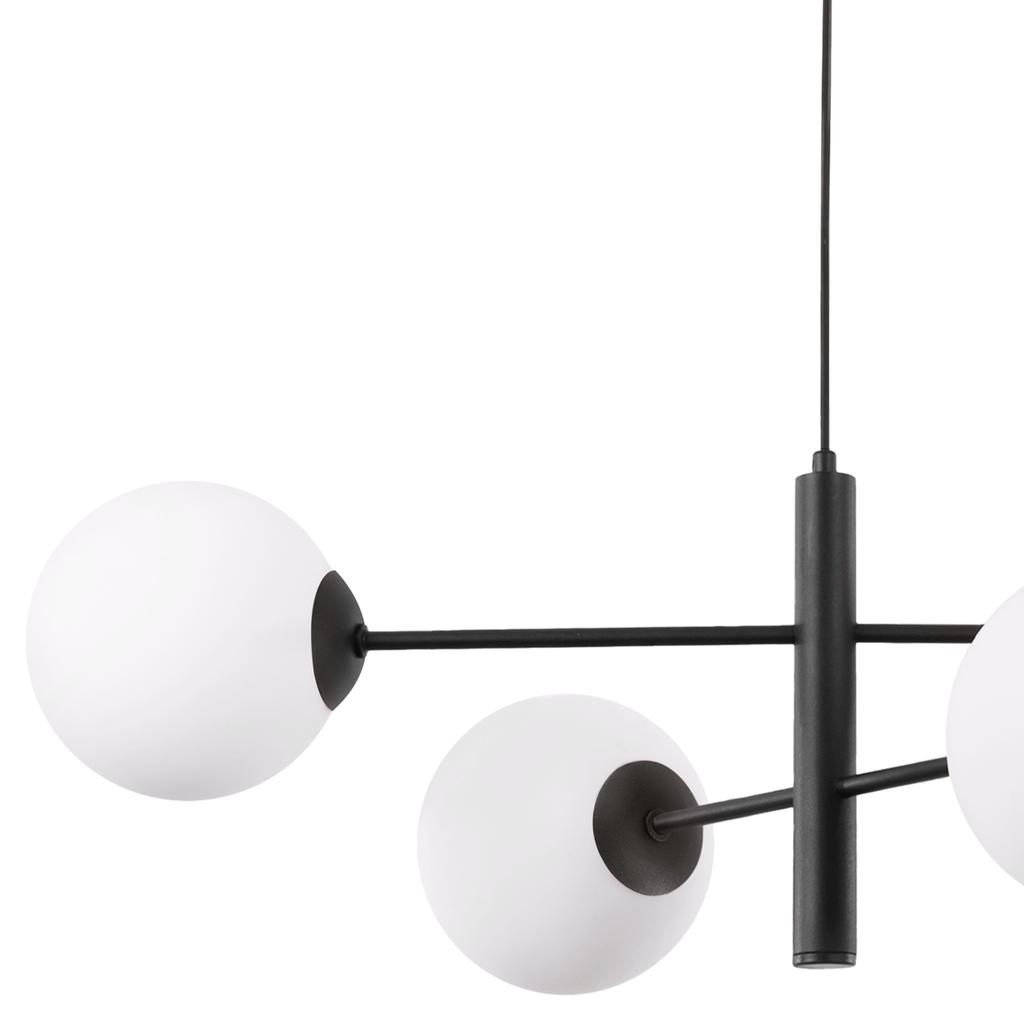 Vicenza Black Hanging Lamp 4-Flat White Lampshade E14