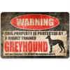Funny Greyhound Warning Sign  Vintage Beware of Dog Decoration with Protected by Highly Trained Greyhound HeavyDuty Iron No T