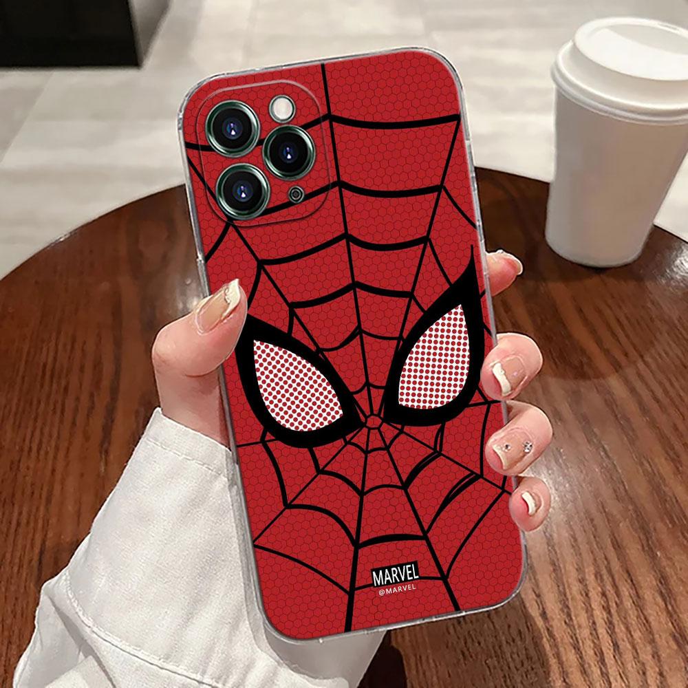 Marvel Spiderman Transparent Phone Case For iPhone 17 Pro Max 17E 11 12 13 14 15 16 Pro Max 15 Plus 17 Air 16E 7 XS Soft Cover