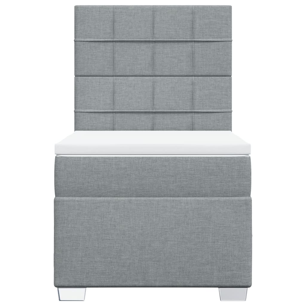 Box Spring Bed with Mattress Light Grey 80x200 cm Fabric