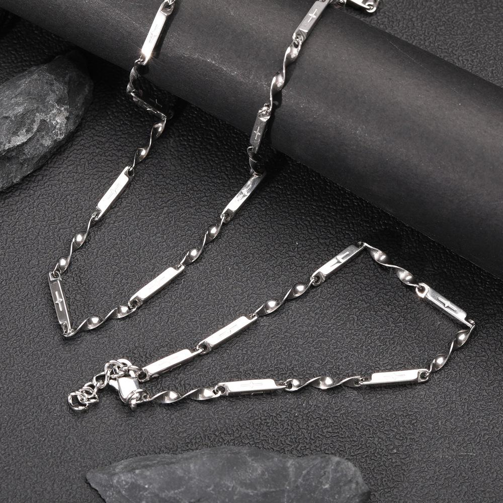 Moebius Titanium Steel Bamboo Necklace & Bracelet – Unisex, Non-fading, Versatile Trend Jewelry
