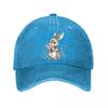 Watercolor Bunny Holding Flowers Wall Art Washed Baseball Cap Outdoor For Womens Unisex FeUnisex
