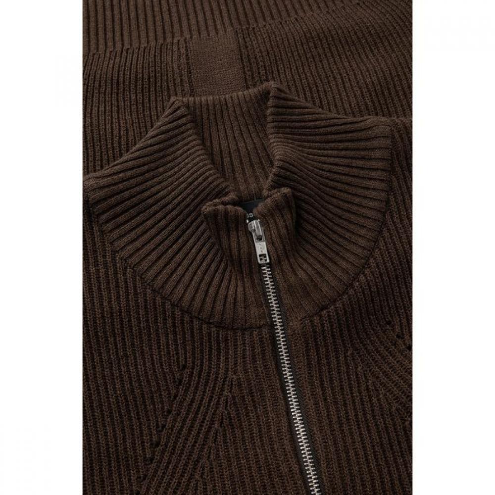 Customellow Loose Fit Turtleneck Knit Zip Vest Brown Cwwaw25901brd