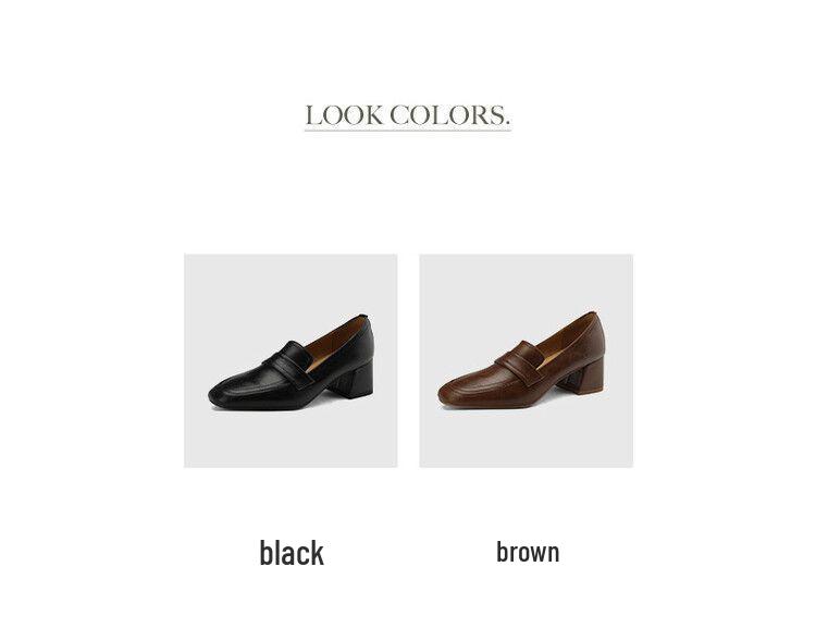 Damen Loafer mit Blockabsatz, Retro, eckige Zehenpartie - Echtes Leder, Ausverkauf, Frühling/Herbst 2025