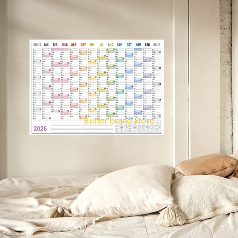 W89C 2026 Wall Calendar Planner 2026 Full Year to View Calendar Wall Yearly Planner Family Home Organiser for Daily Planning
