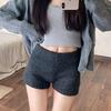 Pantaloncini in lana a maglia a vita alta di ispirazione retrò per donna - Versatili e caldi per l'autunno/inverno