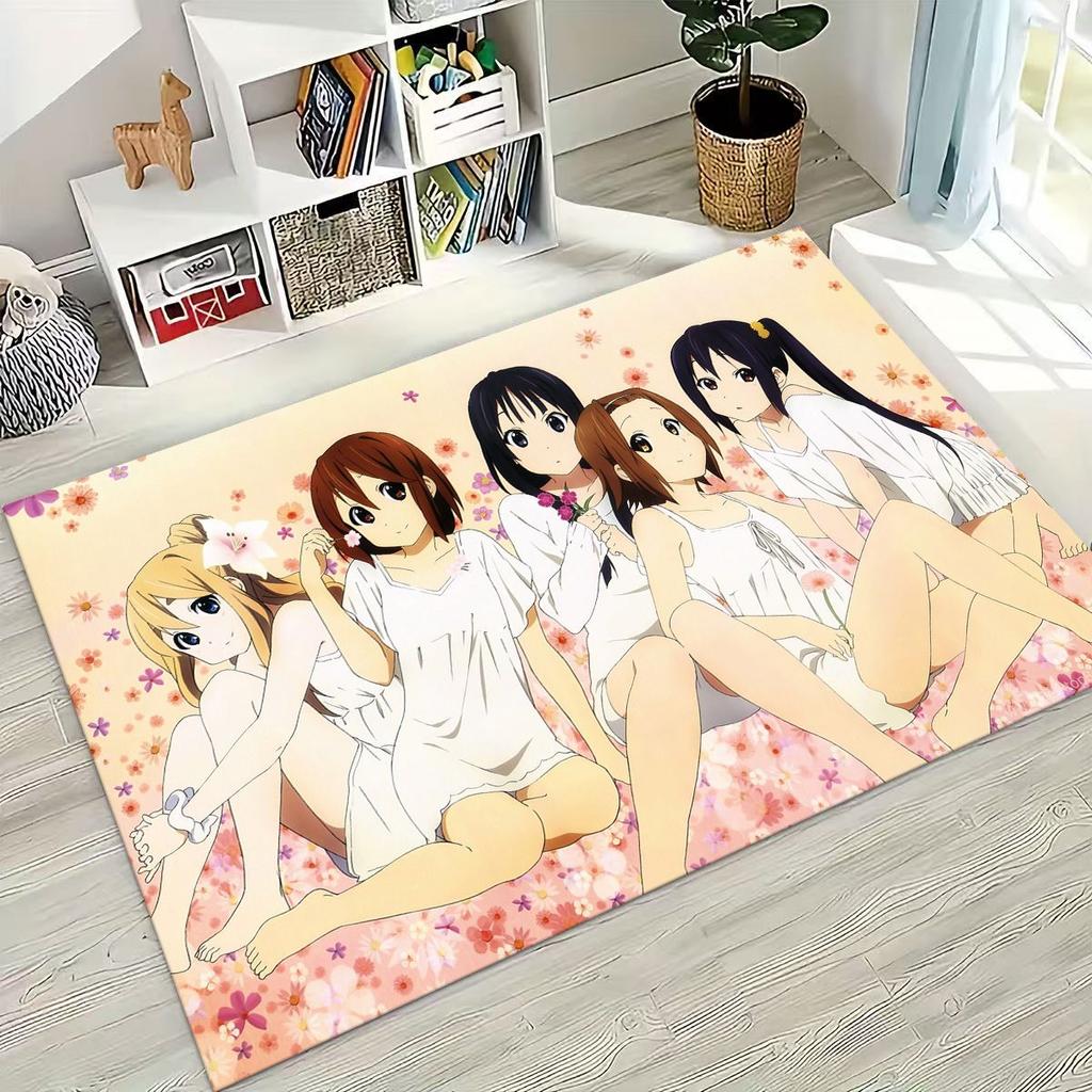 Anime K-ON Kawaii Girl Hirasawa Yui Music Cartoon Rug for Bedroom Living Room Sofa Home Doormat Decor,Kids Non-slip Floor Mat