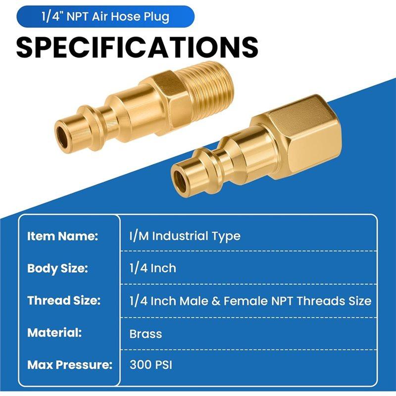 2025 Trend Messing Schnellkupplung und Stecker Universal 1/4" NPT für Luftanschlüsse Kit Hoher Durchfluss Industriell für Luftkompressoren