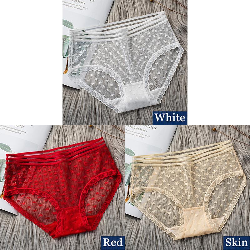 3pcs Sexy Lace Transparent Panties for Women Underwear Fashion Panty Lingerie Breathable Hollow Out Briefs Female Underwear