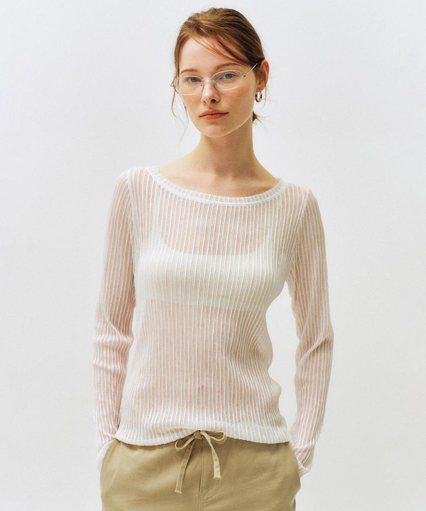 CITTA Sheer Stripe Long Sleeve_Ctt367 (White)