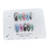 Handmade Press-On Nails Women Sweet Edgy Contrast Color 3D Embossed Oval Nail Tips In XS S M Sizes