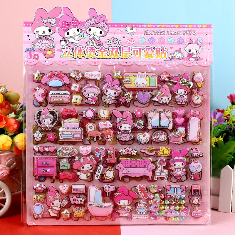 

Double-Layer Sanrio Kuromi 3D Sticker Kawaii Cinnamoroll My Melody Bubble Stickers Capibara Stamping Sticker Kid Gift
