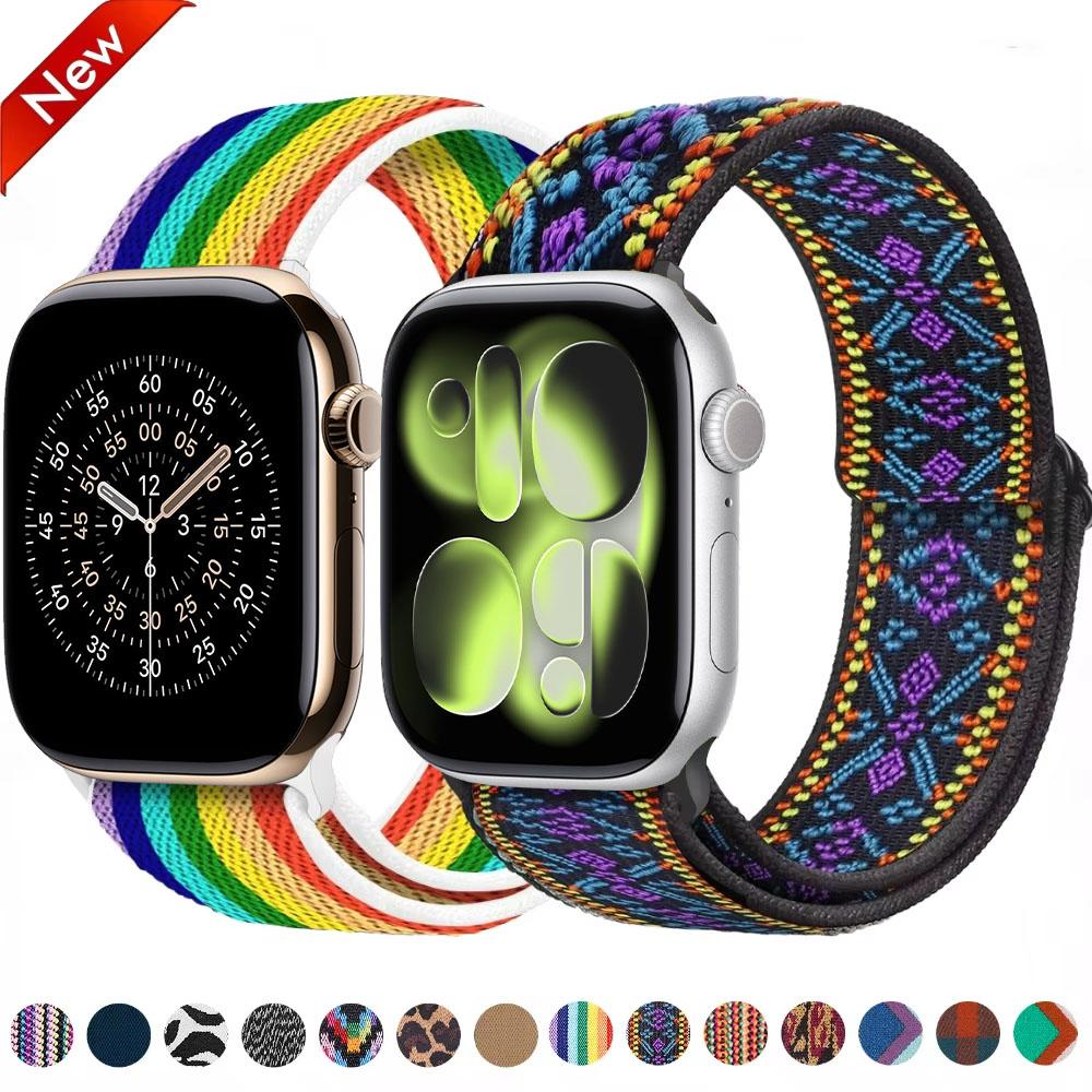 Cinturino in Nylon a Passante per Apple Watch Band 45mm 44mm 42mm 40mm 41mm 46mm Bracciale iWatch Serie 11 10 9 8 7 6 5 SE Ultra 3 49mm Cinturino