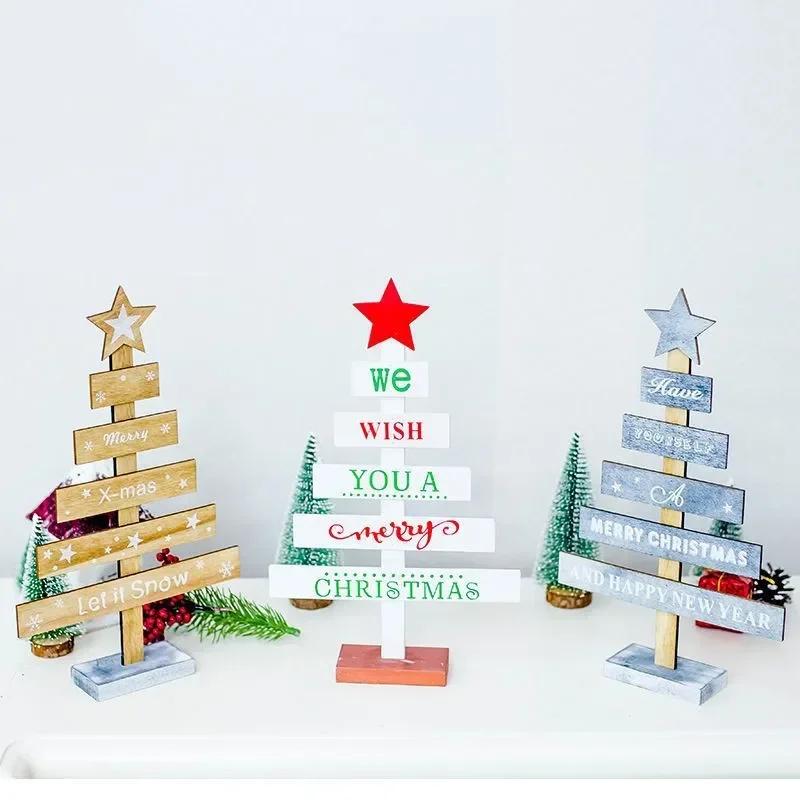 Mini Wooden Desk Desktop Decoration Pendant Ornaments Decoration Happy New Year Home
