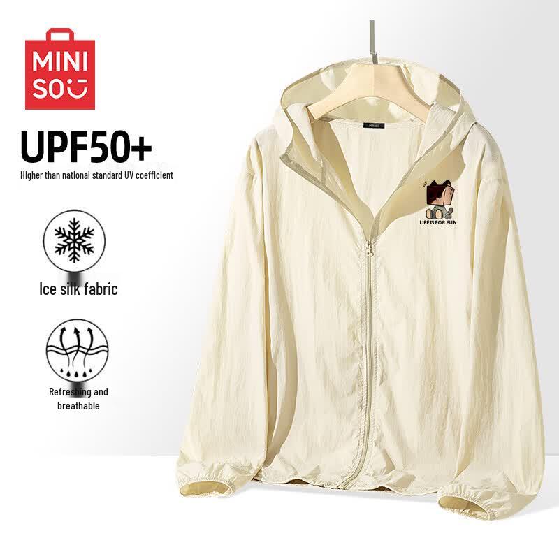 MINISO Men s Lightweight Hooded UV Protection Jacket 3XL светло-бежевый