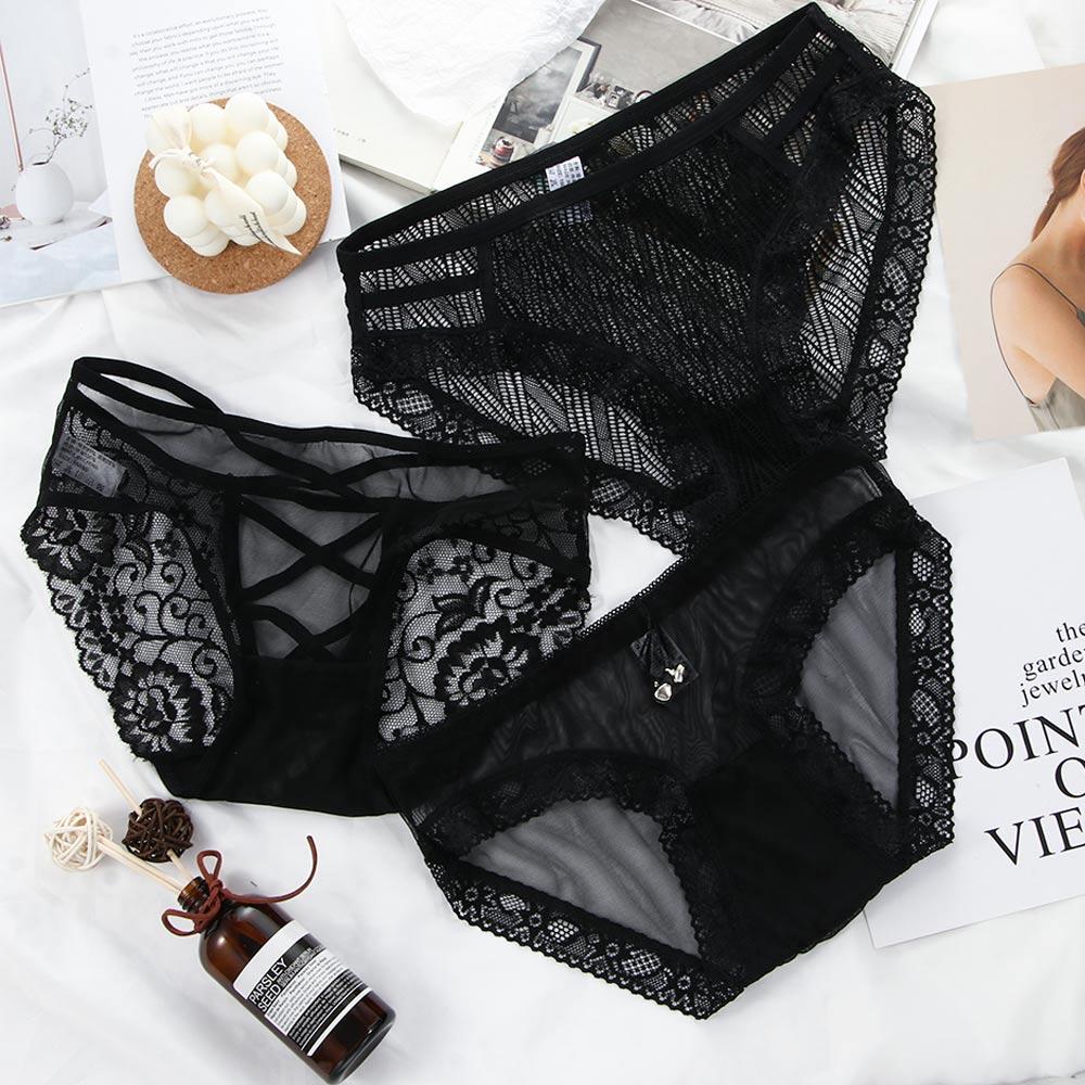 Thin Fashion Mesh Lace Low waist Transparent Briefs Lingerie Sexy Lace Panties
