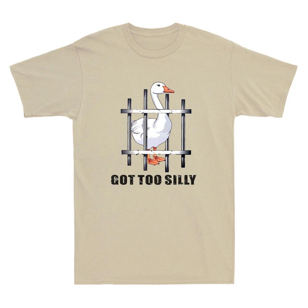 Got Too Silly Funny Goose On The Fence Graphic Humor Quote Vintage Men s T-Shirt XL
